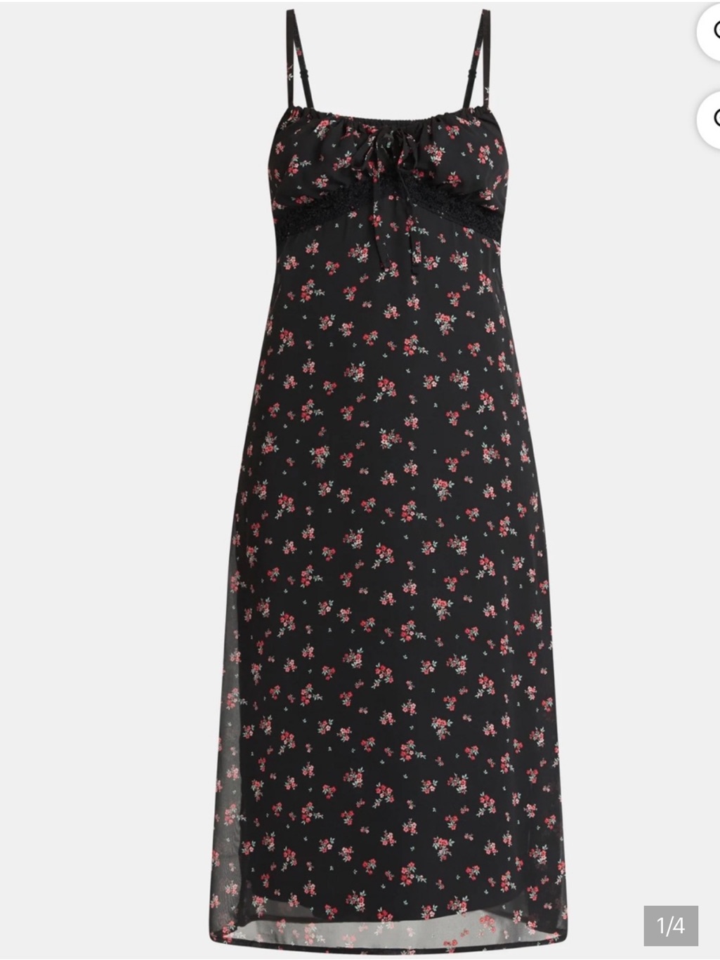 No Boundaries Black Floral Midi Slip Skirt With Pink Accents